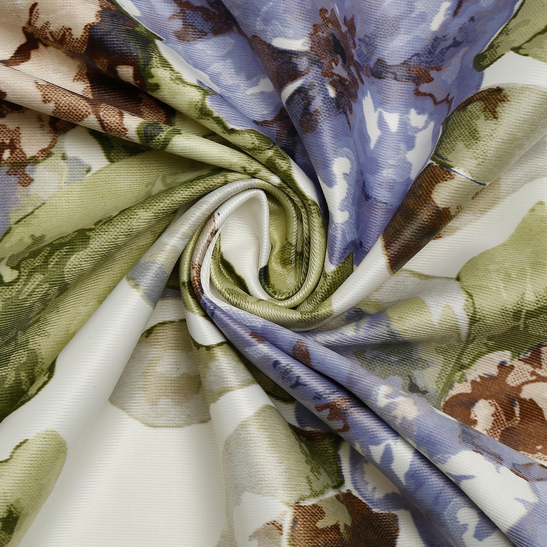 Botanical Bloom Floral Curtains – Lilac & Olive Green, Set of 2