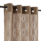 Beige Ethnic Damask Polyester Eyelet Window Curtain Set of 2