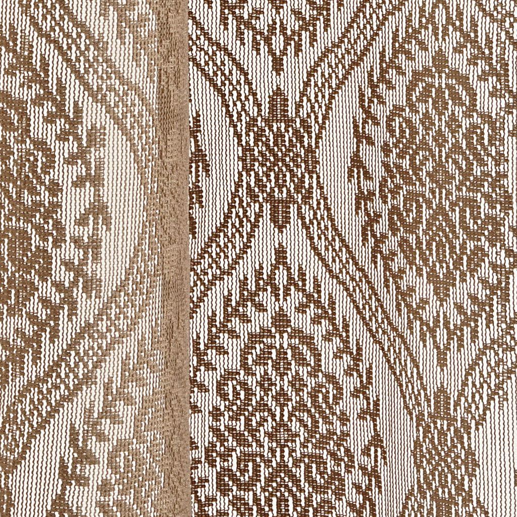Beige Ethnic Damask Polyester Eyelet Window Curtain Set of 2