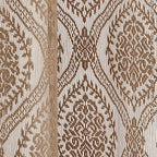 Beige Ethnic Damask Polyester Eyelet Window Curtain Set of 2