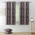 Premium Jacquard Botanical Fern Brown Window Curtains – Set of 2