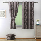 Premium Jacquard Botanical Fern Brown Window Curtains – Set of 2