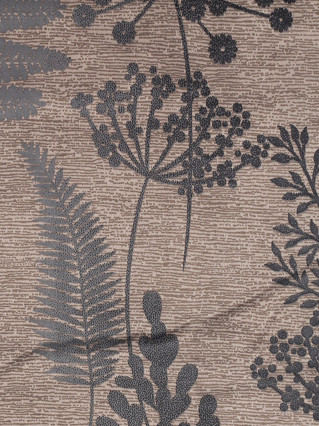 Premium Jacquard Botanical Fern Brown Window Curtains – Set of 2