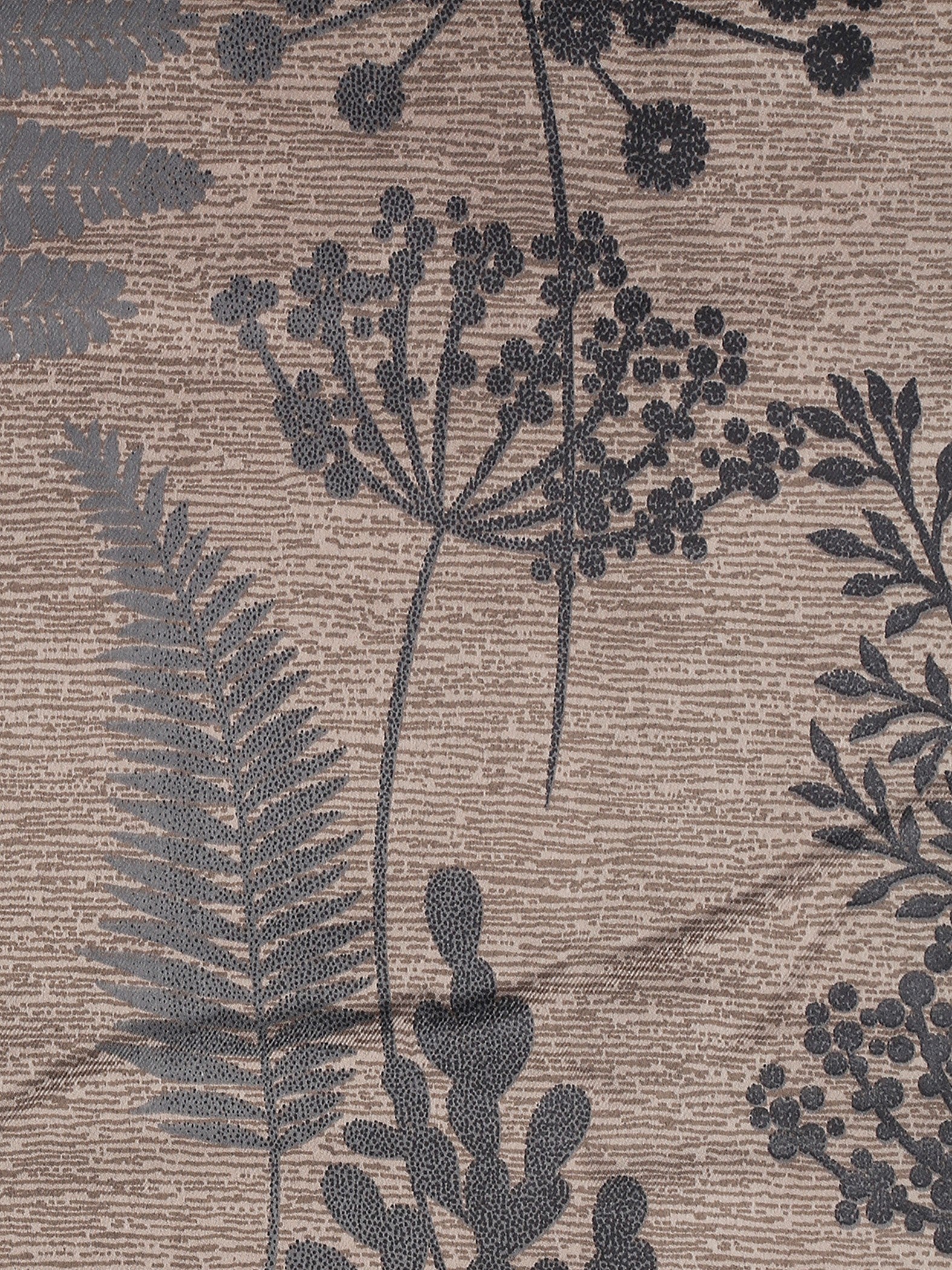 Premium Jacquard Botanical Fern Brown Window Curtains – Set of 2