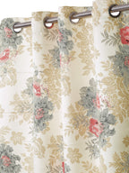 Premium Floral Beige Jacquard Window Curtains – Set of 2