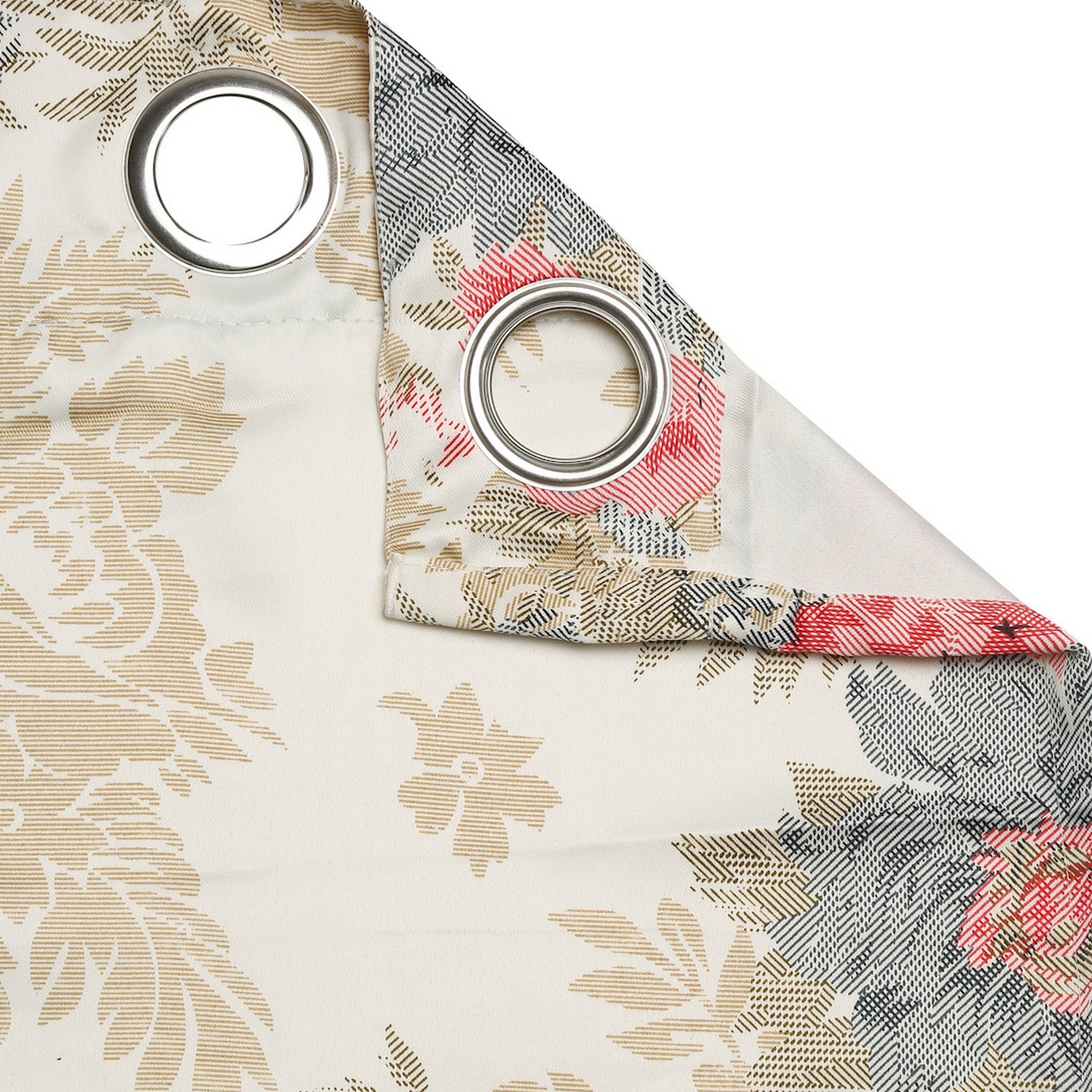 Premium Floral Beige Jacquard Window Curtains – Set of 2