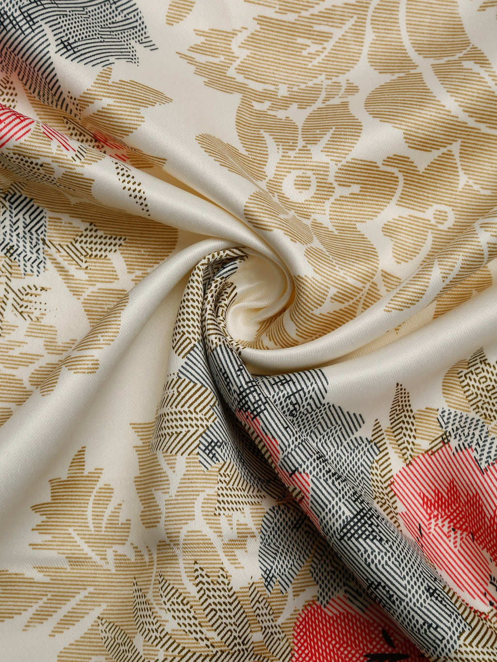 Premium Floral Beige Jacquard Window Curtains – Set of 2