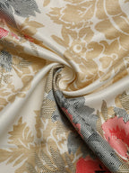 Premium Floral Beige Jacquard Window Curtains – Set of 2