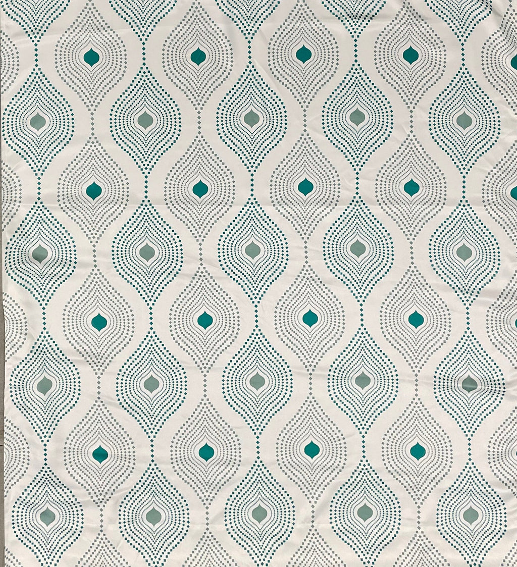 Premium Geometric Teal Printed Window Curtains – Set of 2
