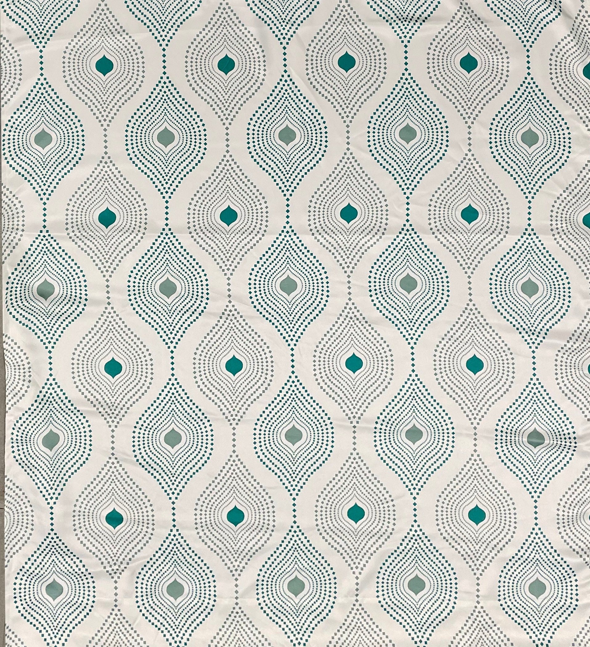 Premium Geometric Teal Printed Window Curtains – Set of 2