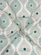 Premium Geometric Teal Printed Window Curtains – Set of 2