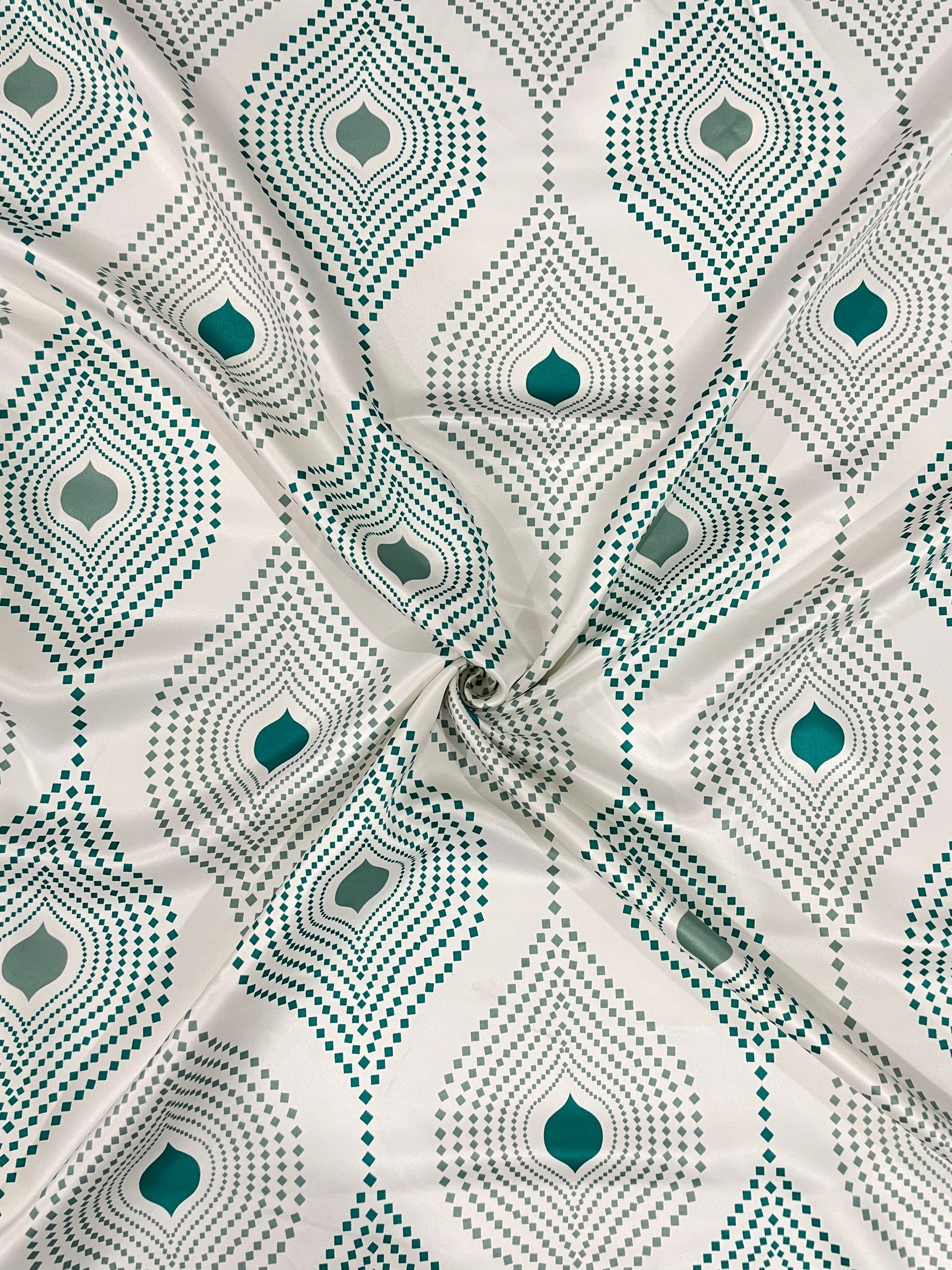 Premium Geometric Teal Printed Window Curtains – Set of 2