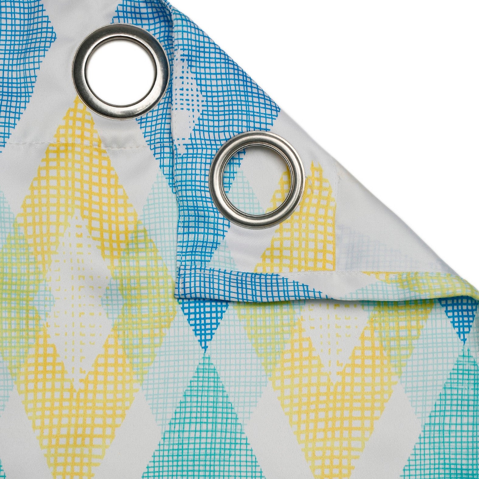 Premium Geometric Blue and Yellow Printed Window Curtains – Set of 2