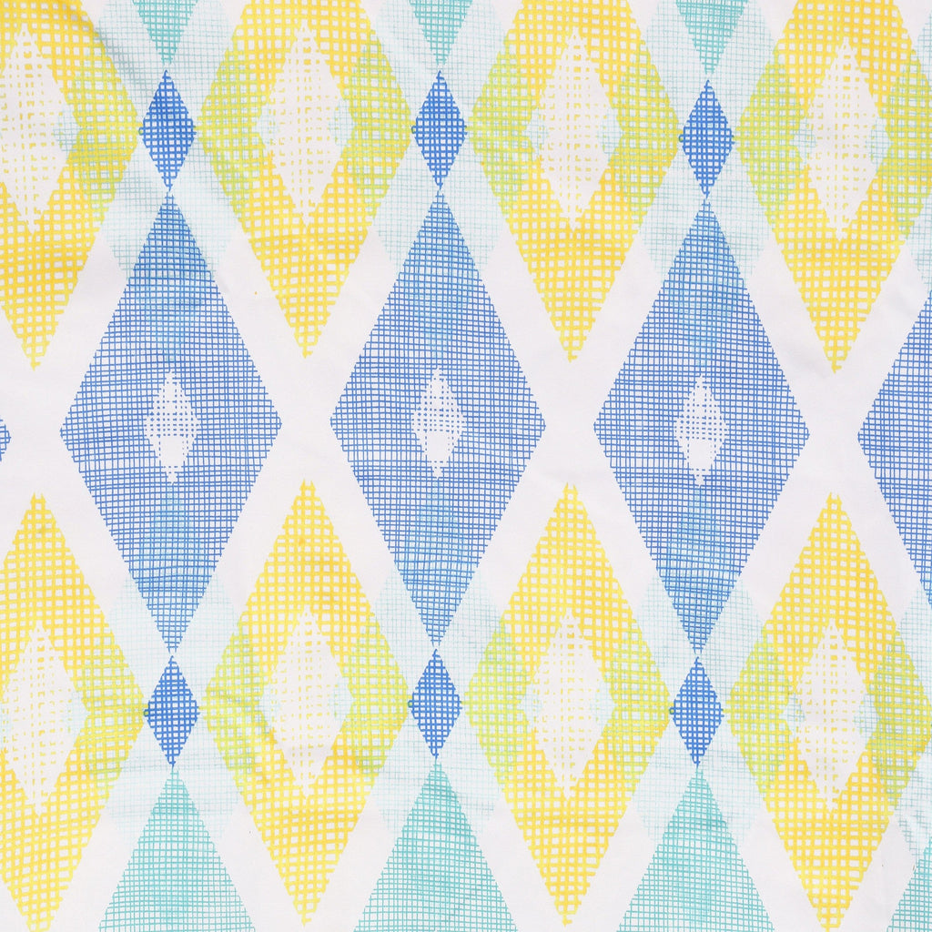 Premium Geometric Blue and Yellow Printed Window Curtains – Set of 2