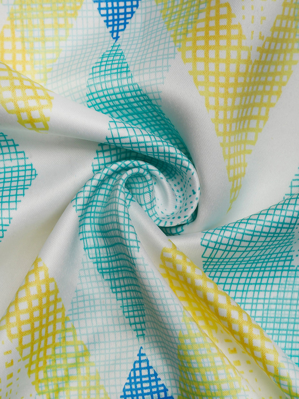 Premium Geometric Blue and Yellow Printed Window Curtains – Set of 2