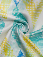 Premium Geometric Blue and Yellow Printed Window Curtains – Set of 2