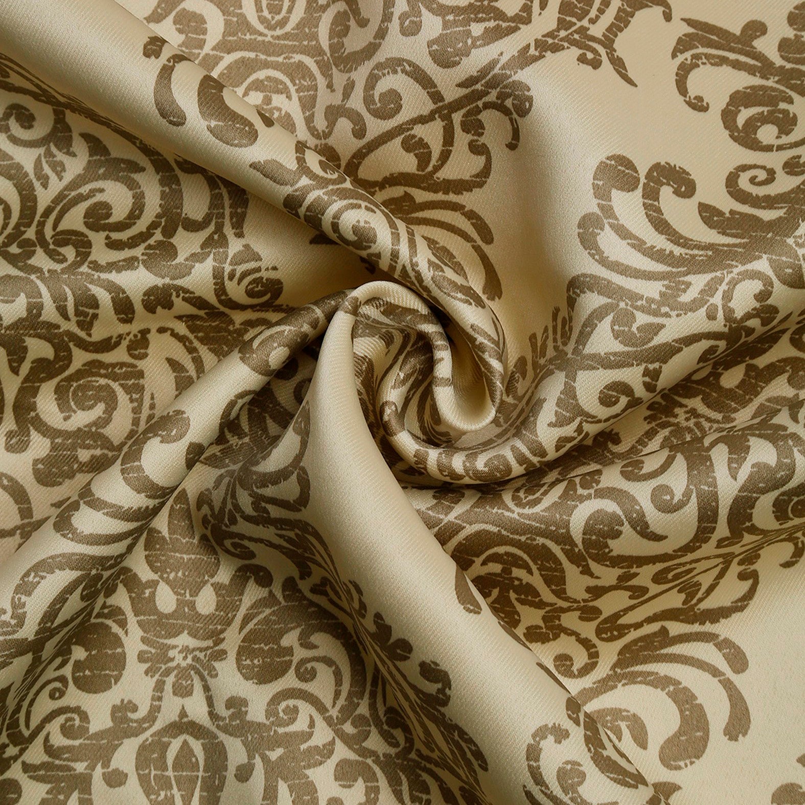 Premium Beige Printed Window Curtains – Set of 2