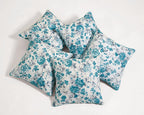 Floral Printed Teal Cushion Covers - Set of 5