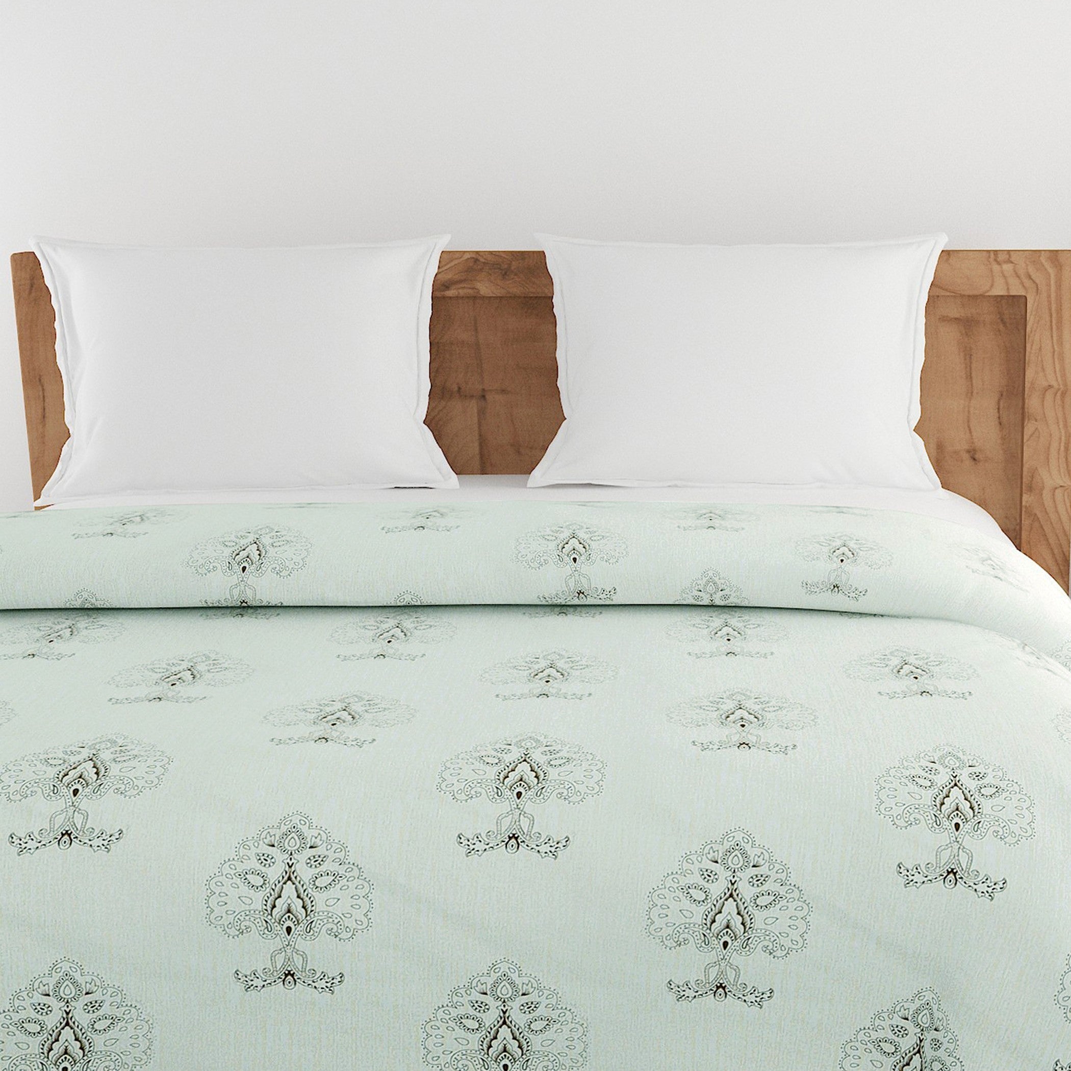 Elegant Cotton Ethnic motif Green Single AC Quilt