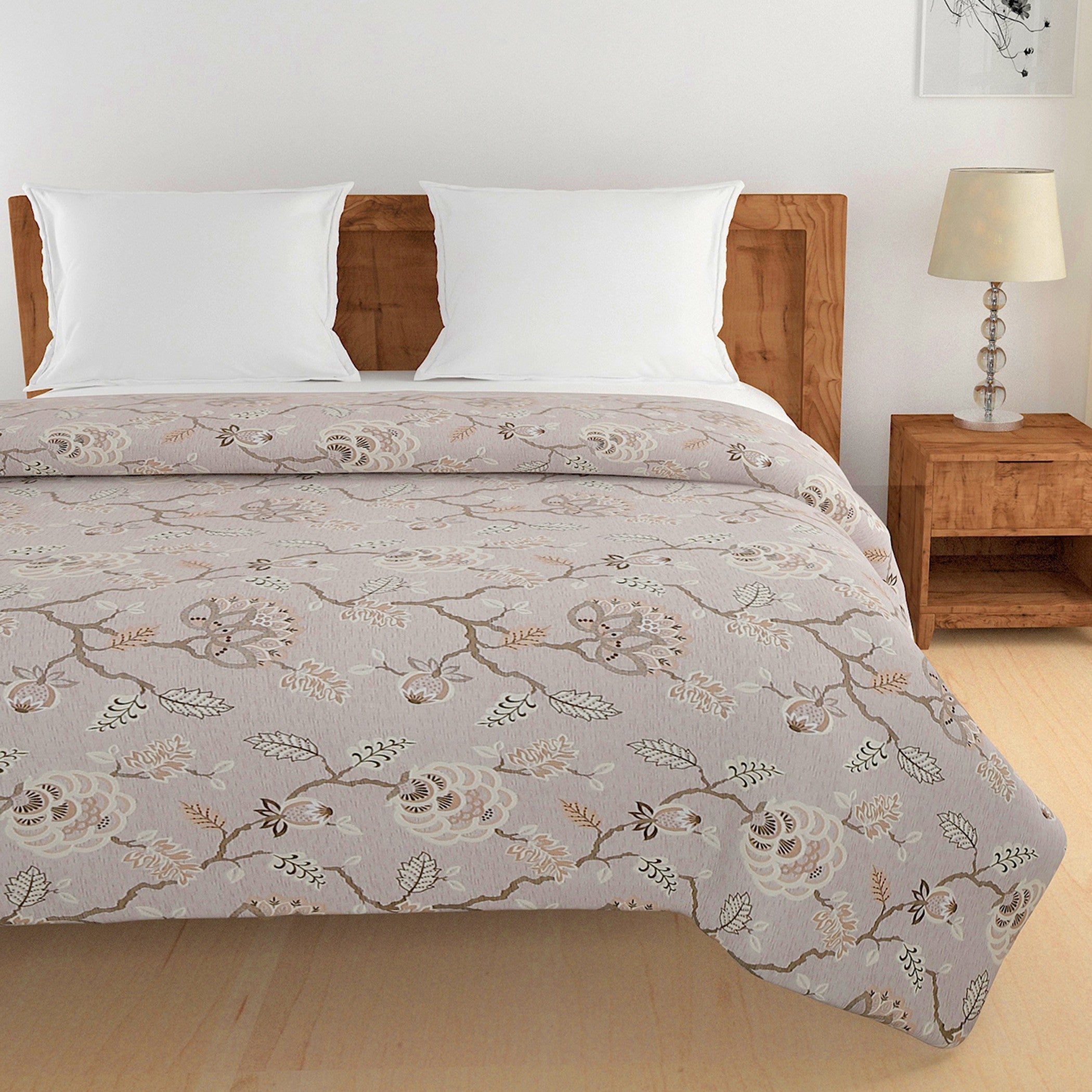 Soft Pure cotton Floral Beige Double AC Quilt