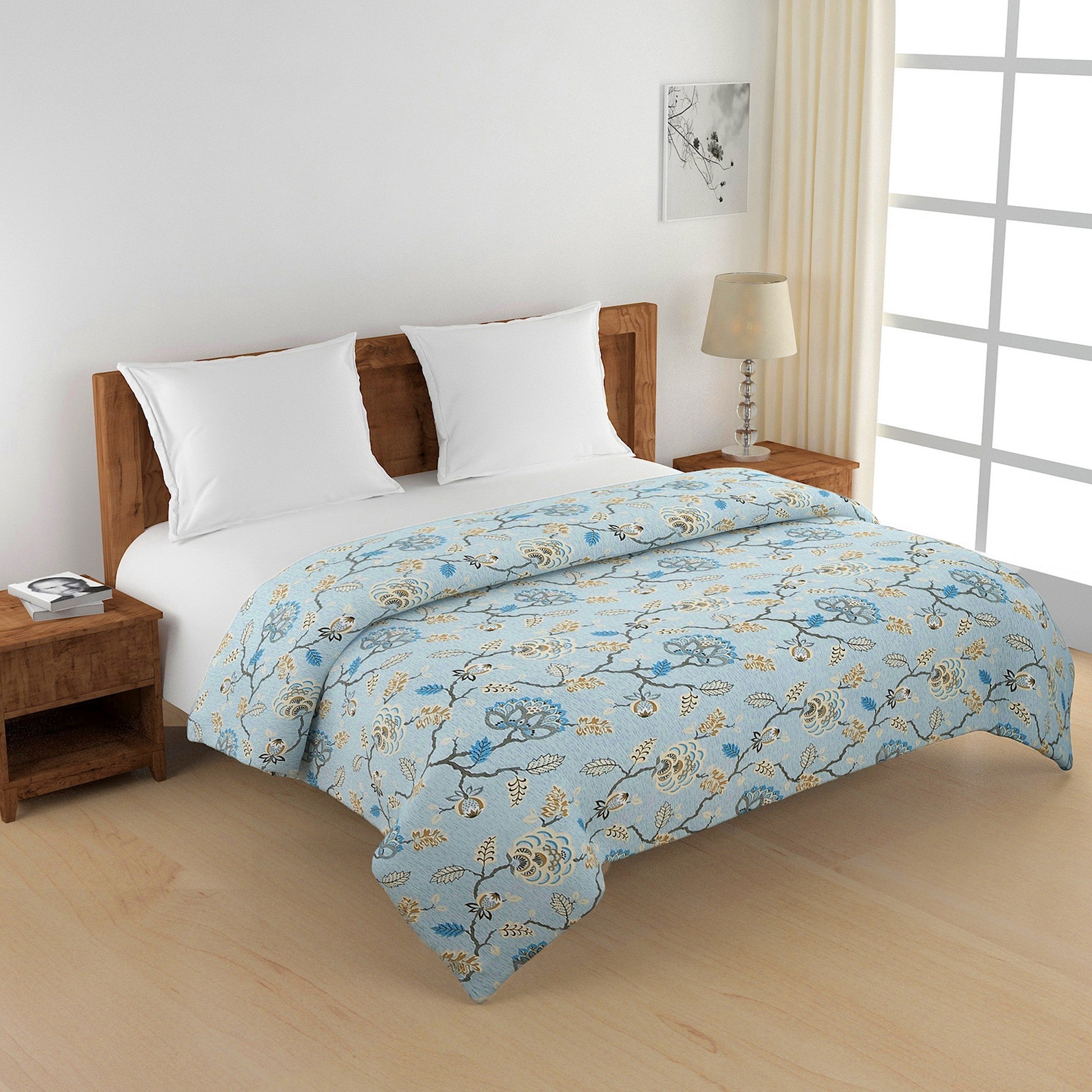 Soft Pure cotton Floral Blue Double AC Quilt