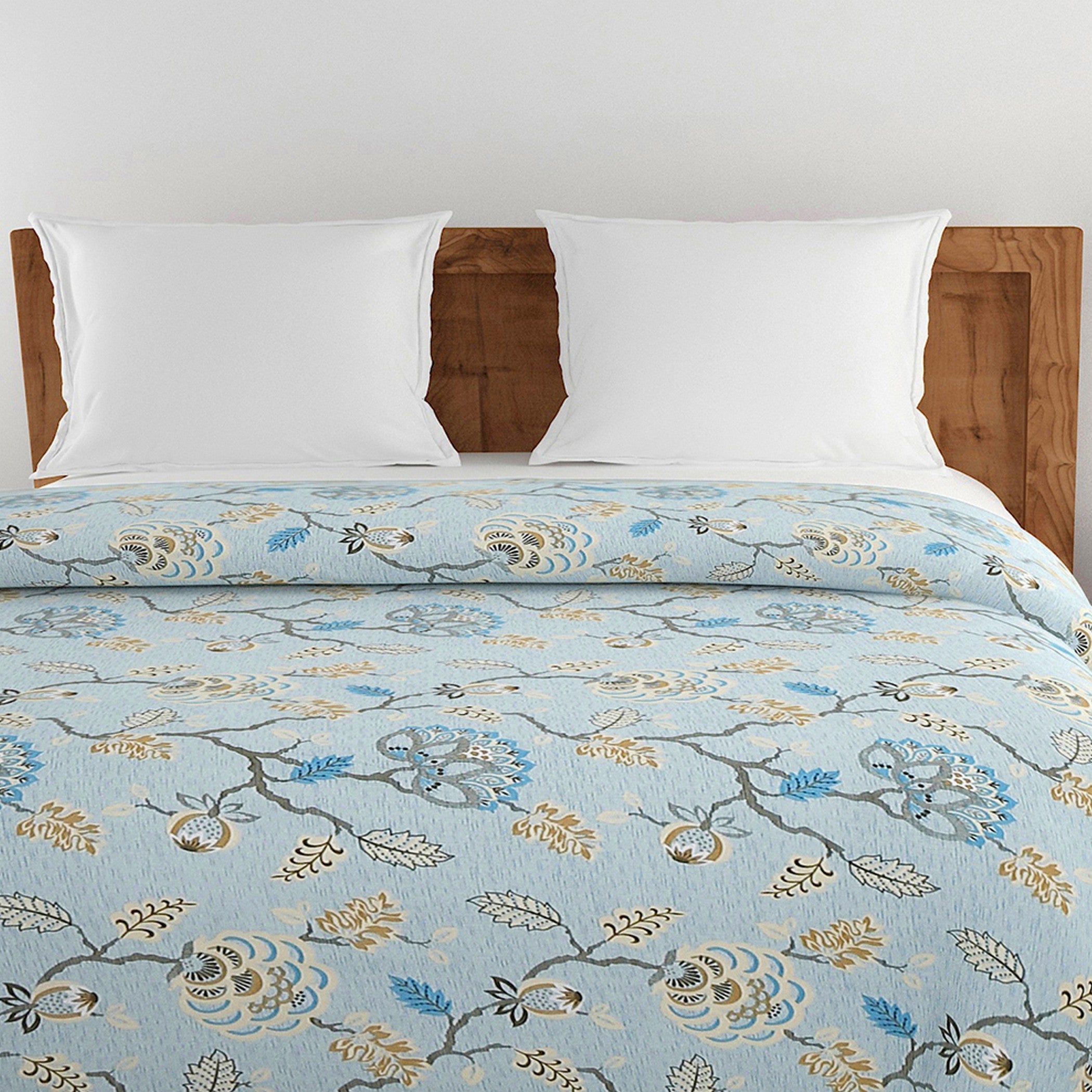 Soft Cotton Floral Blue Single Winter Quilt