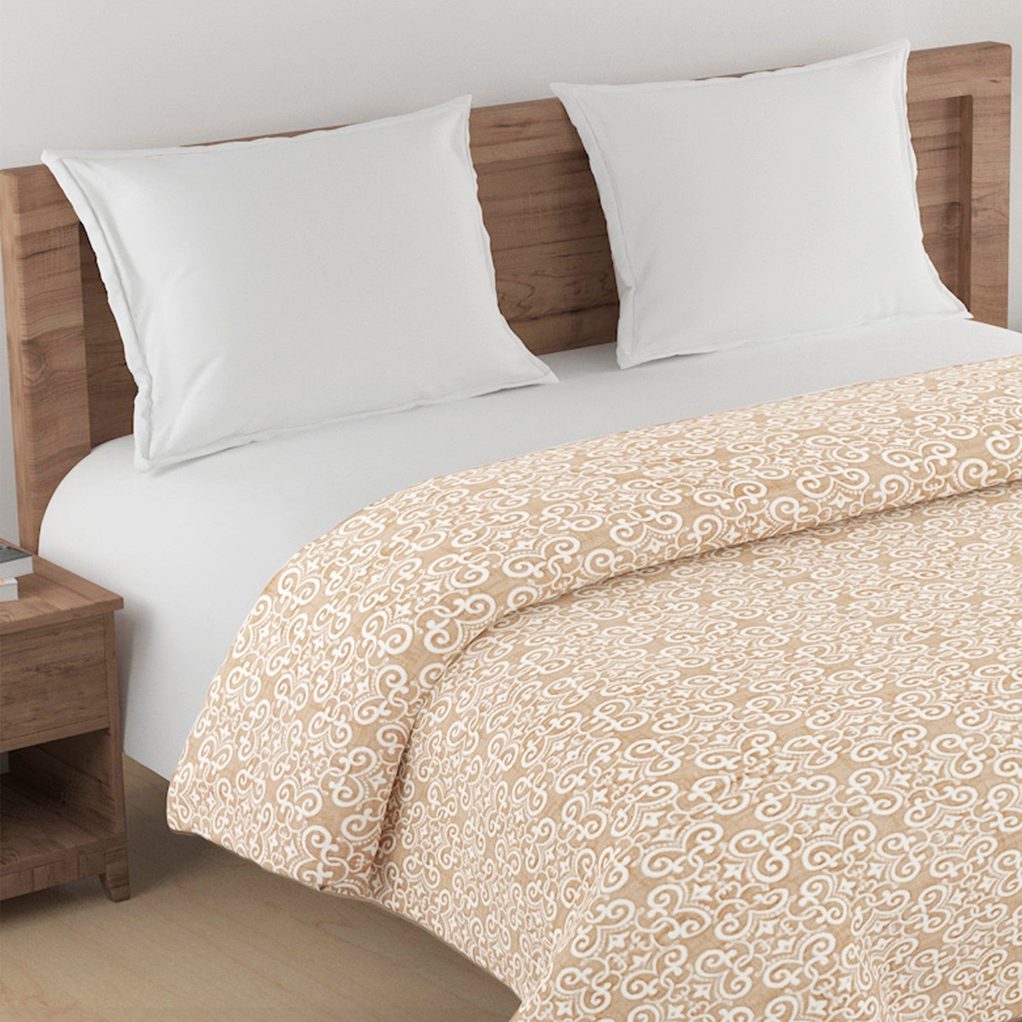 Elegant Cotton Motif Beige Single Winter Quilt