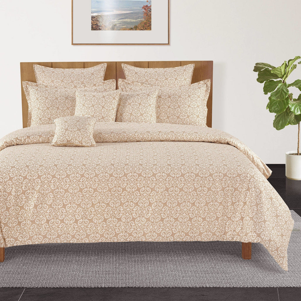 Elegant Cotton Motif Beige Single Winter Quilt