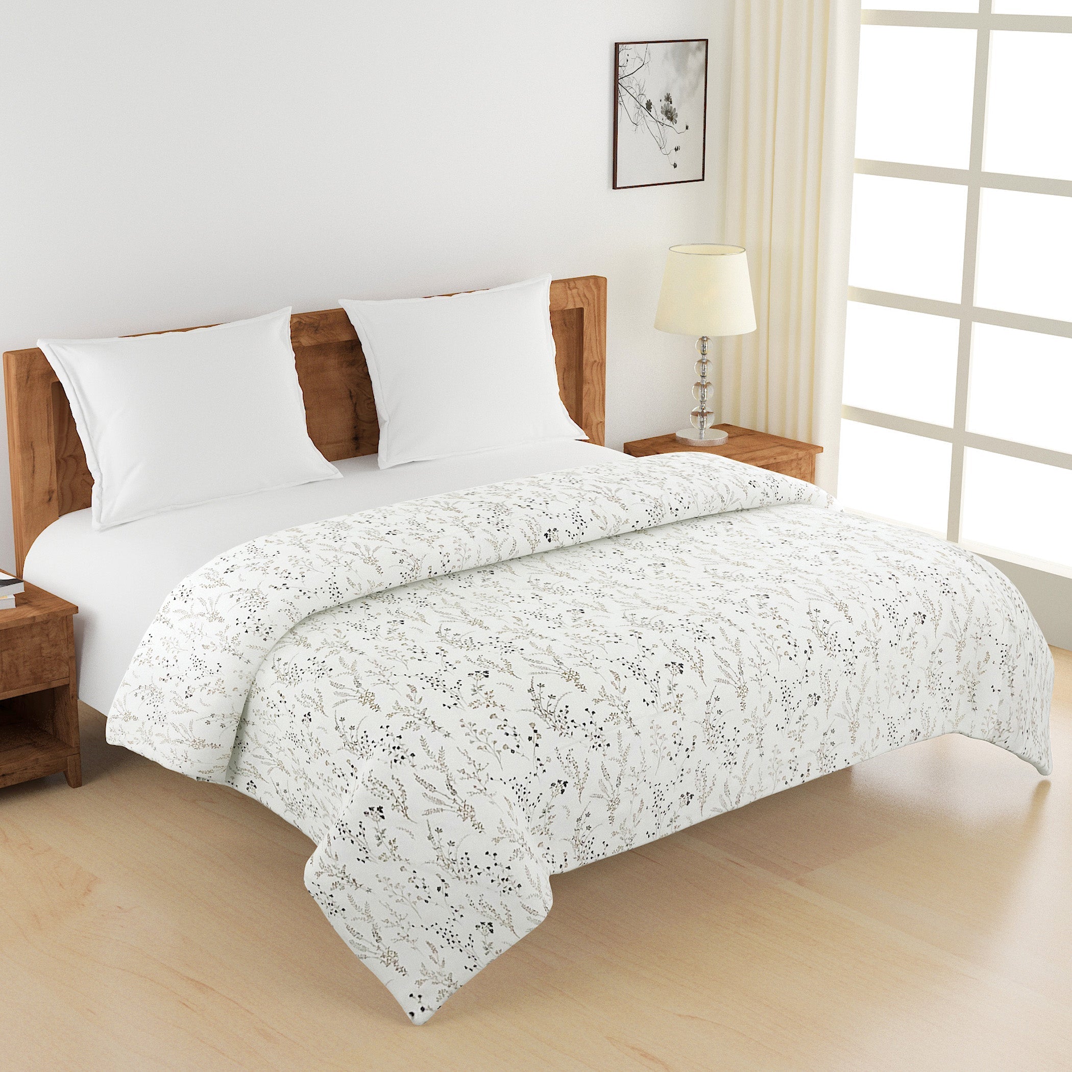 Soft Cotton Floral White/neutral Single Winter Quilt