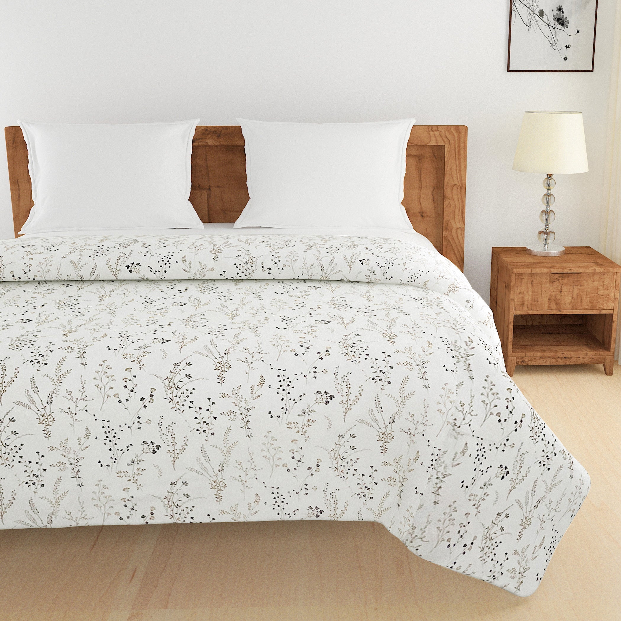 Soft Pure cotton Floral Ivory Double AC Quilt