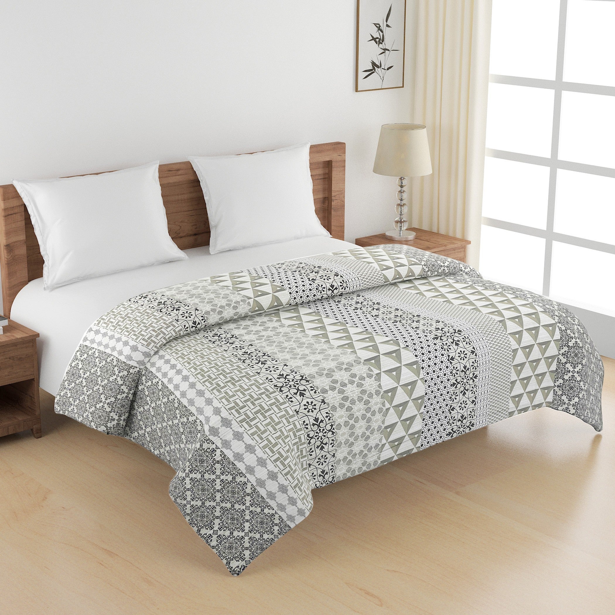 Modern Cotton Geometric Beige Single Winter Quilt