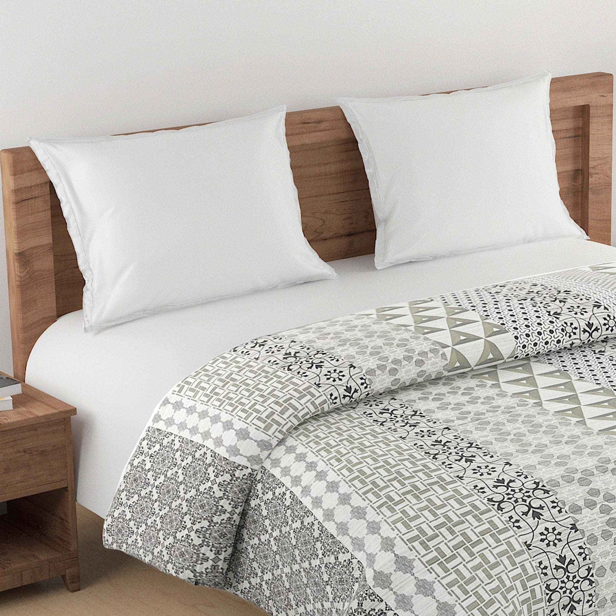 Modern Cotton Geometric Beige Single AC Quilt