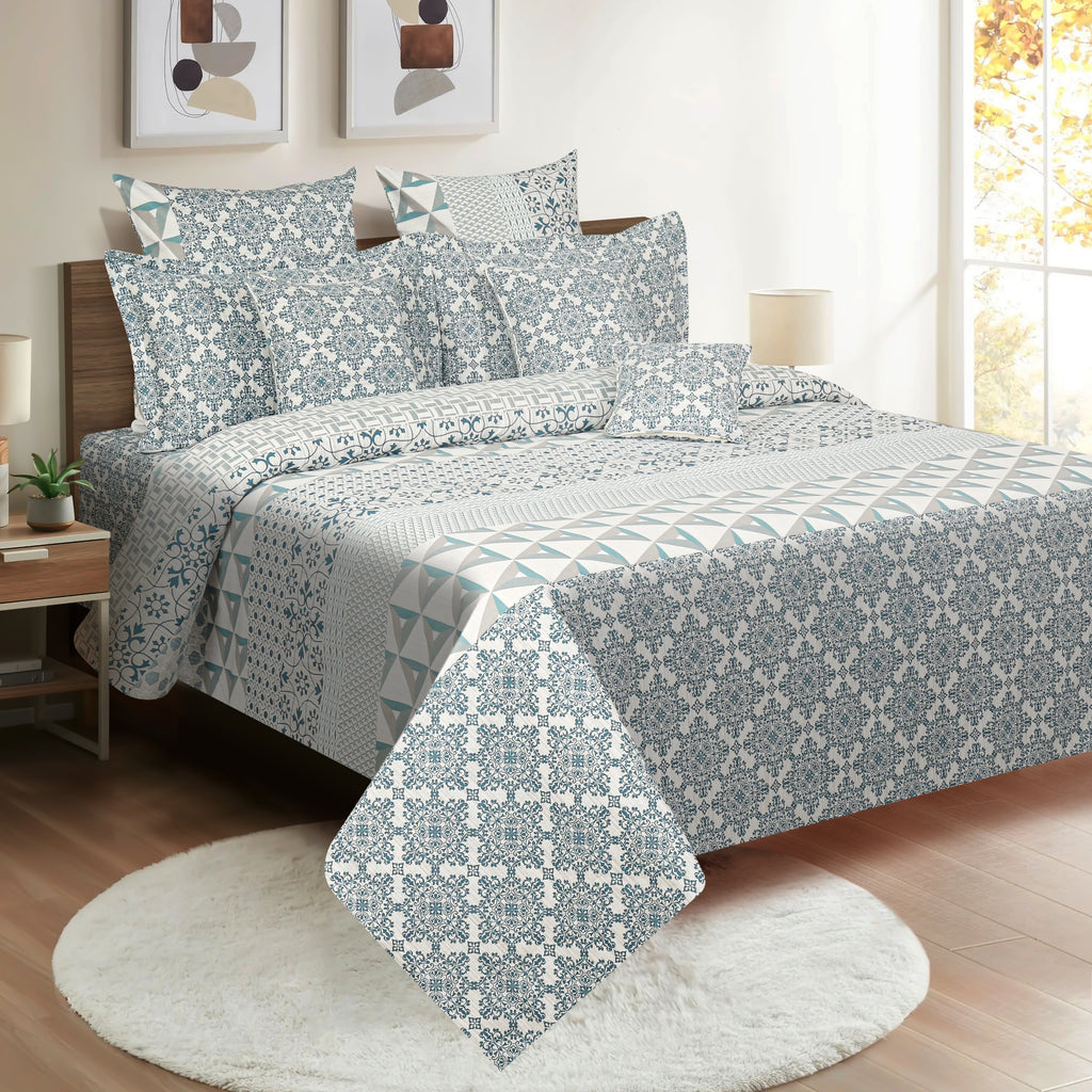 Modern Cotton Geometric Blue Single AC Quilt