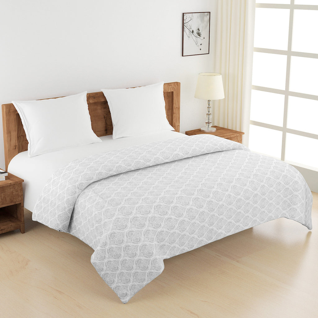 Elegant Cotton Motif Grey Single AC Quilt