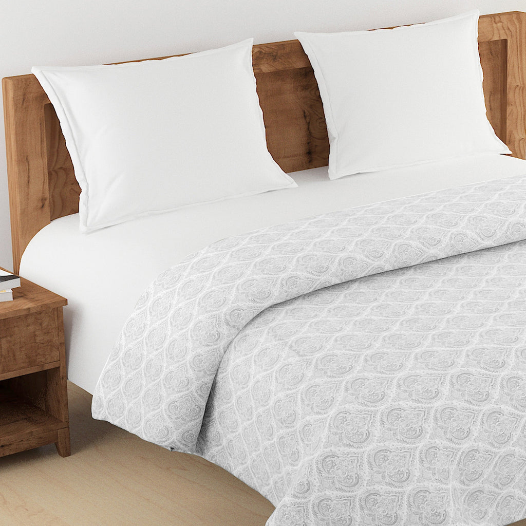 Elegant Cotton Motif Grey Single Winter Quilt
