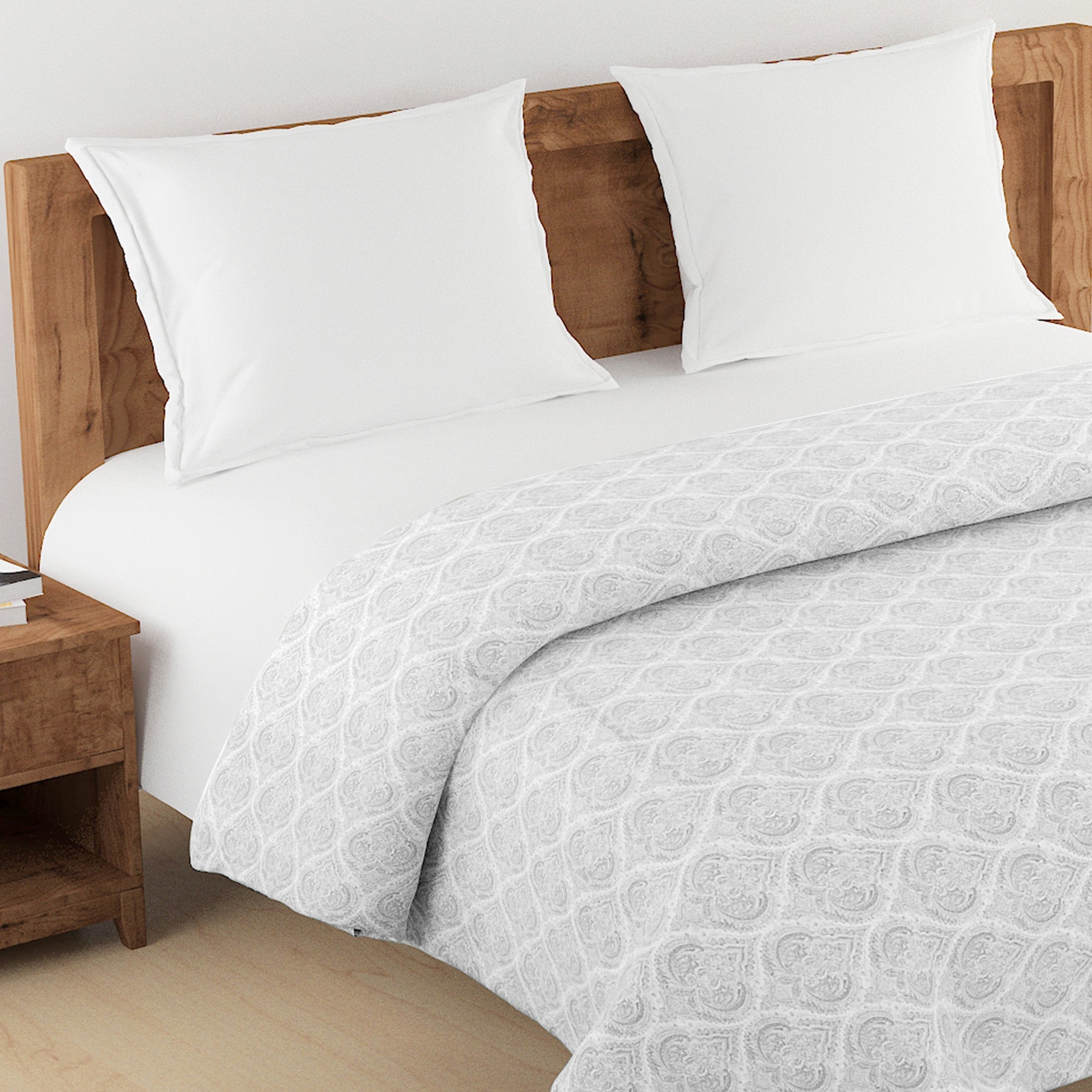 Elegant Cotton Motif Grey Single Winter Quilt