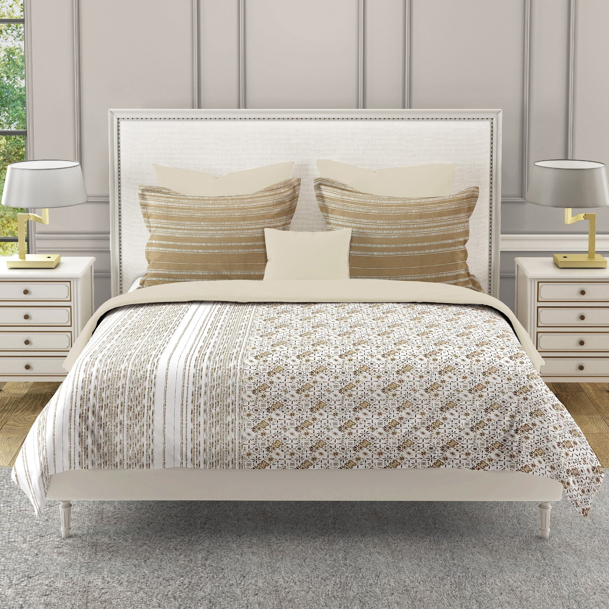 Elegant Cotton Motif Brown Single Winter Quilt