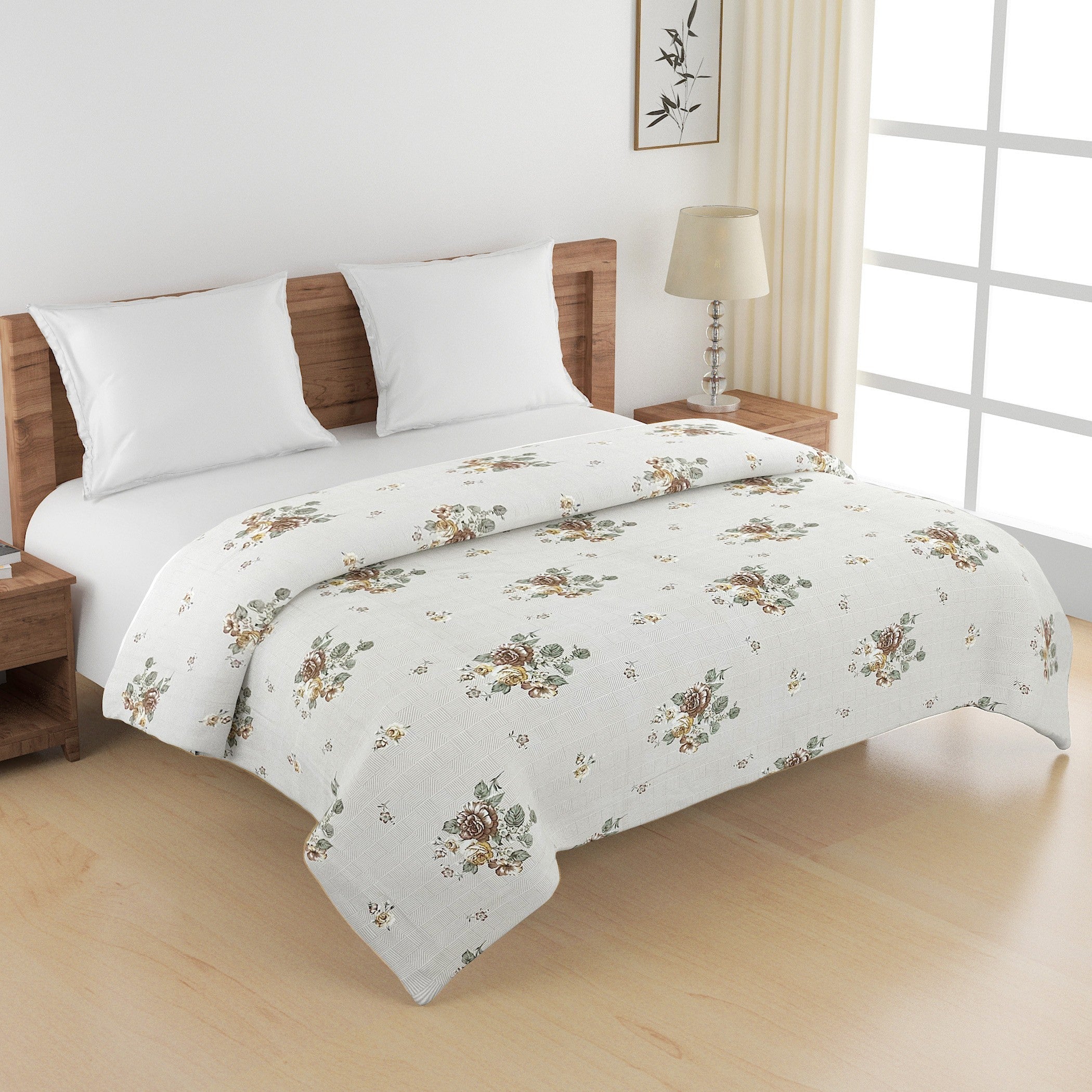 Soft Pure cotton Floral Beige Double Winter Quilt
