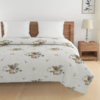 Soft Pure cotton Floral Beige Double AC Quilt