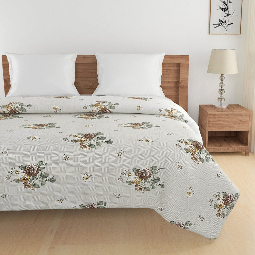 Soft Cotton Floral Beige Single Winter Quilt
