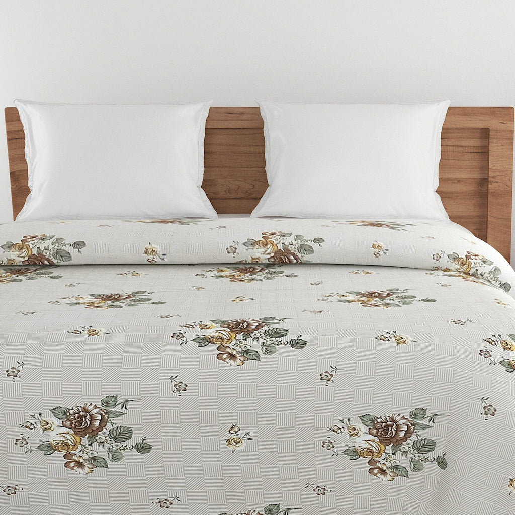 Soft Pure cotton Floral Beige Double AC Quilt