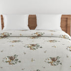 Soft Pure cotton Floral Beige Double AC Quilt