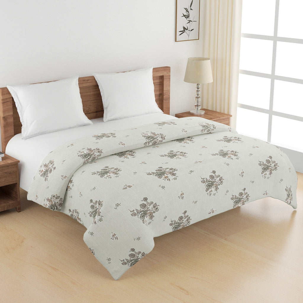Soft Cotton Floral Grey Single AC Quilt