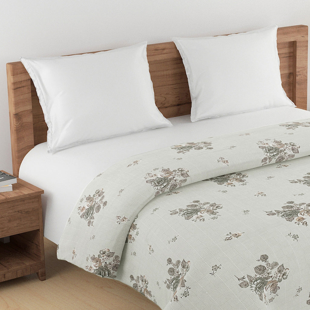 Soft Cotton Floral Grey Single AC Quilt