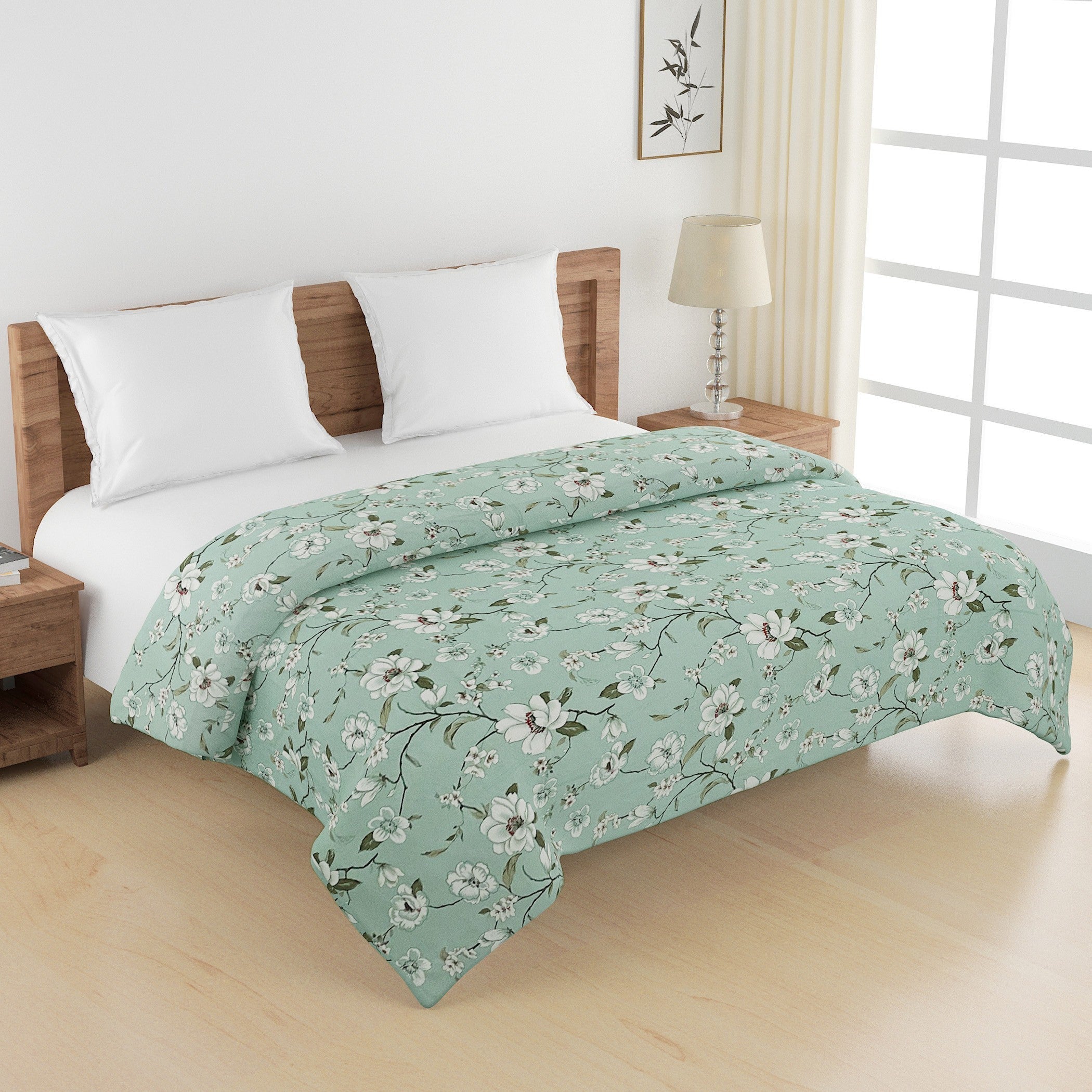 Soft Pure cotton Floral Green Double AC Quilt