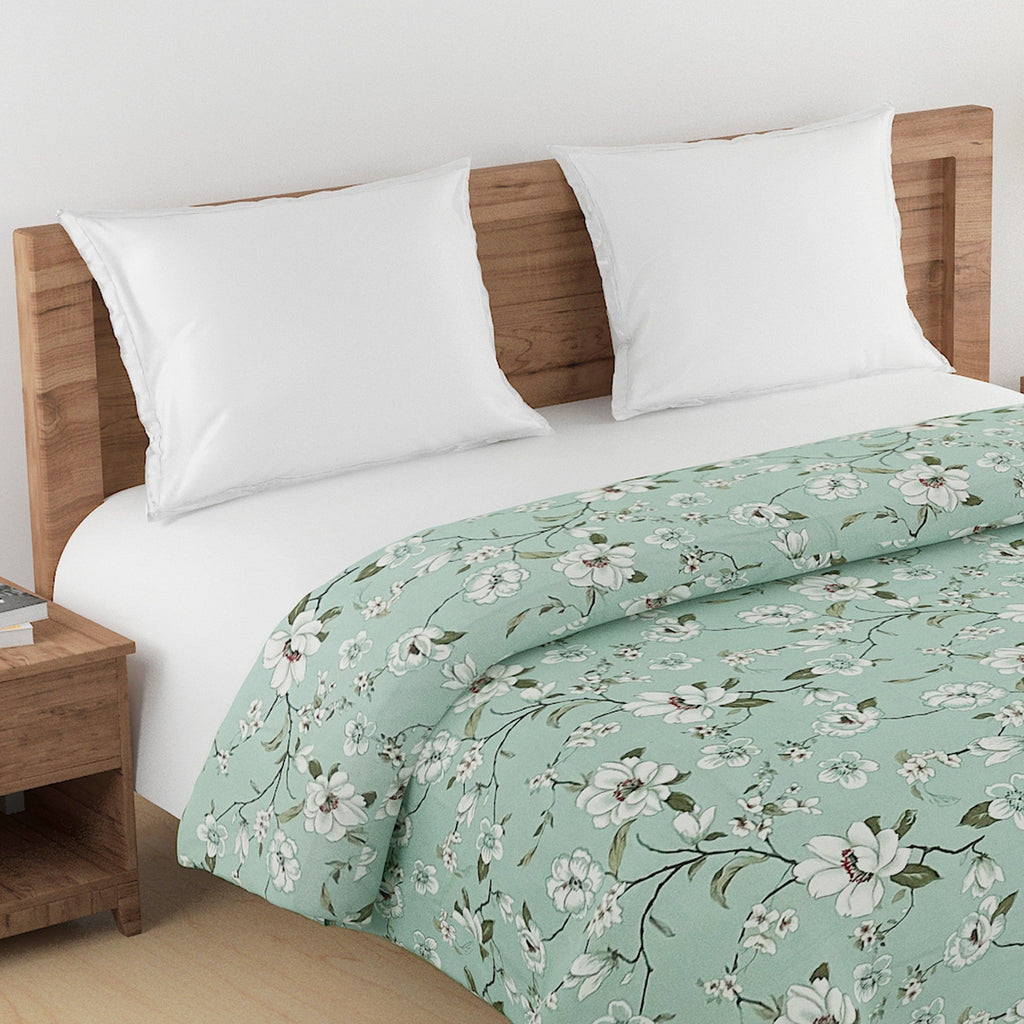 Soft Cotton Floral Green Single AC Quilt