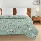 Soft Pure cotton Floral Green Double AC Quilt