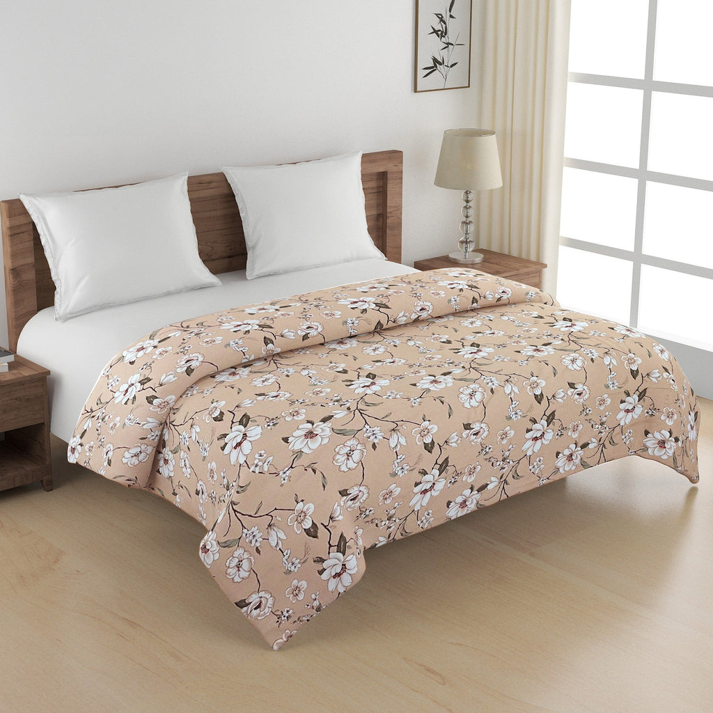 Soft Cotton Floral Beige Single Winter Quilt