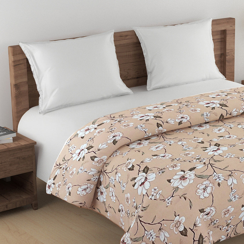 Soft Cotton Floral Beige Single AC Quilt
