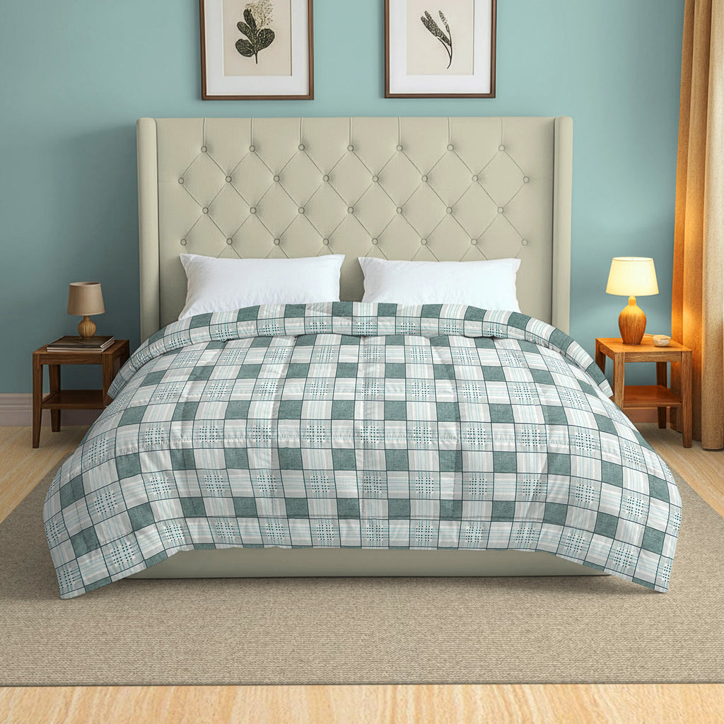 Modern Cotton Geometric Blue Double AC Quilt